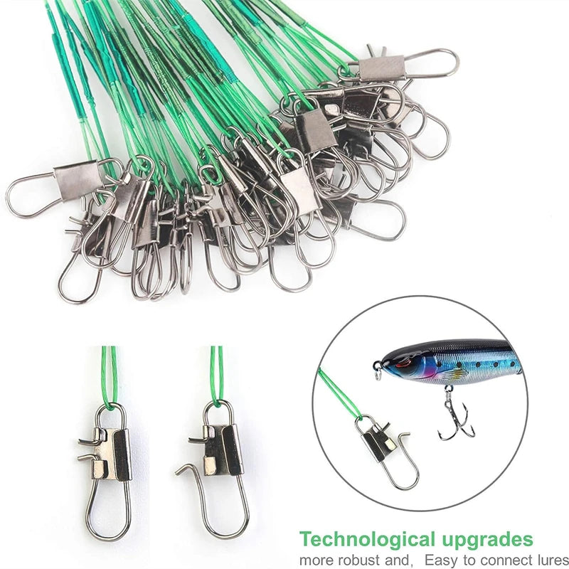 Anti-Bite Steel Fishing Leaders with Swivel